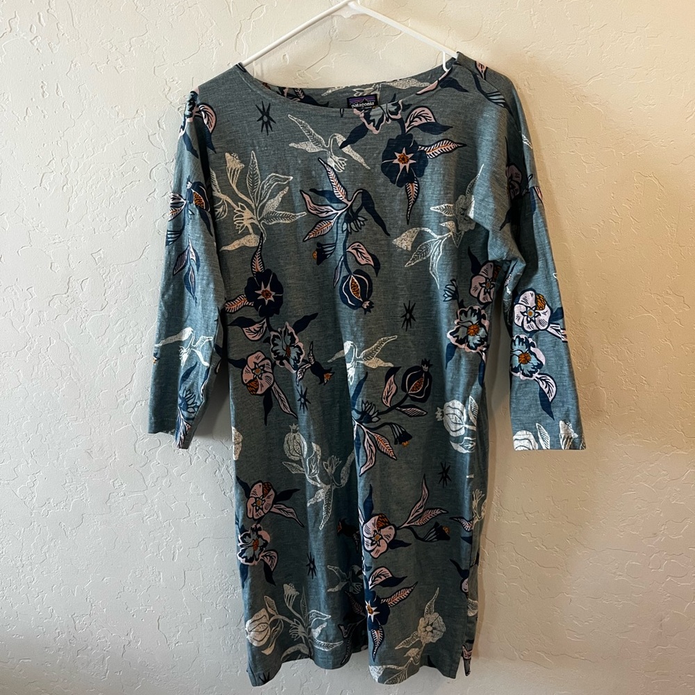 Patagonia Blue Floral Tunic Seatoller Dress | Size Small